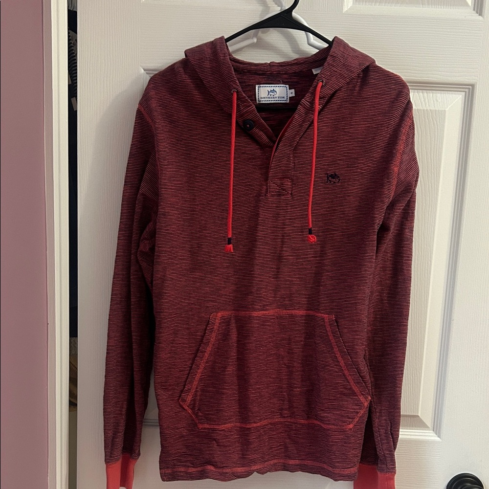 Southern Tide Maroon Striped Hoodie